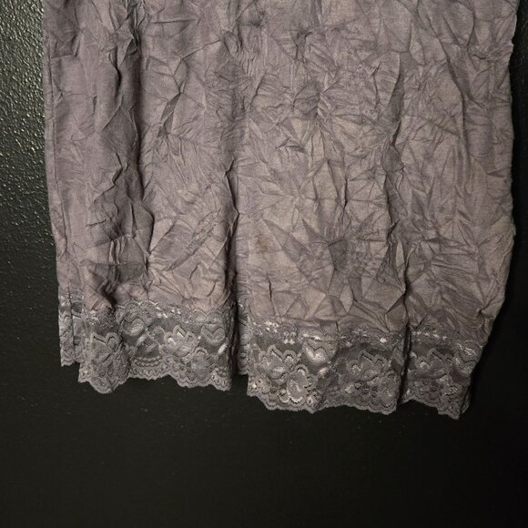 Y2K 2000s Women's Fairy Grunge Crinkle Gray Lace Trim XL Cami Tank Top - Picture 9 of 9